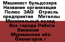 Машинист бульдозера › Название организации ­ Полюс, ЗАО › Отрасль предприятия ­ Металлы › Минимальный оклад ­ 1 - Все города Работа » Вакансии   . Мурманская обл.,Оленегорск г.